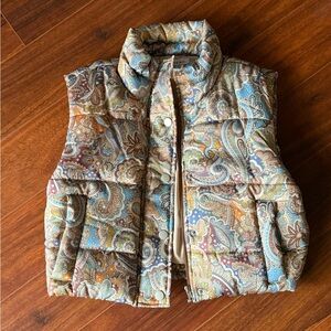 Quilted Paisley Puffer Vest, size S